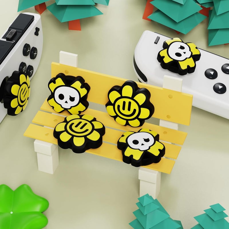 playvital Joystick Caps for Nintendo Switch, Thumbstick Grips for Switch Lite, Analog Cover for OLED Joycon Thumb Grip Caps - Happy & Gloomy Style A - Image 3
